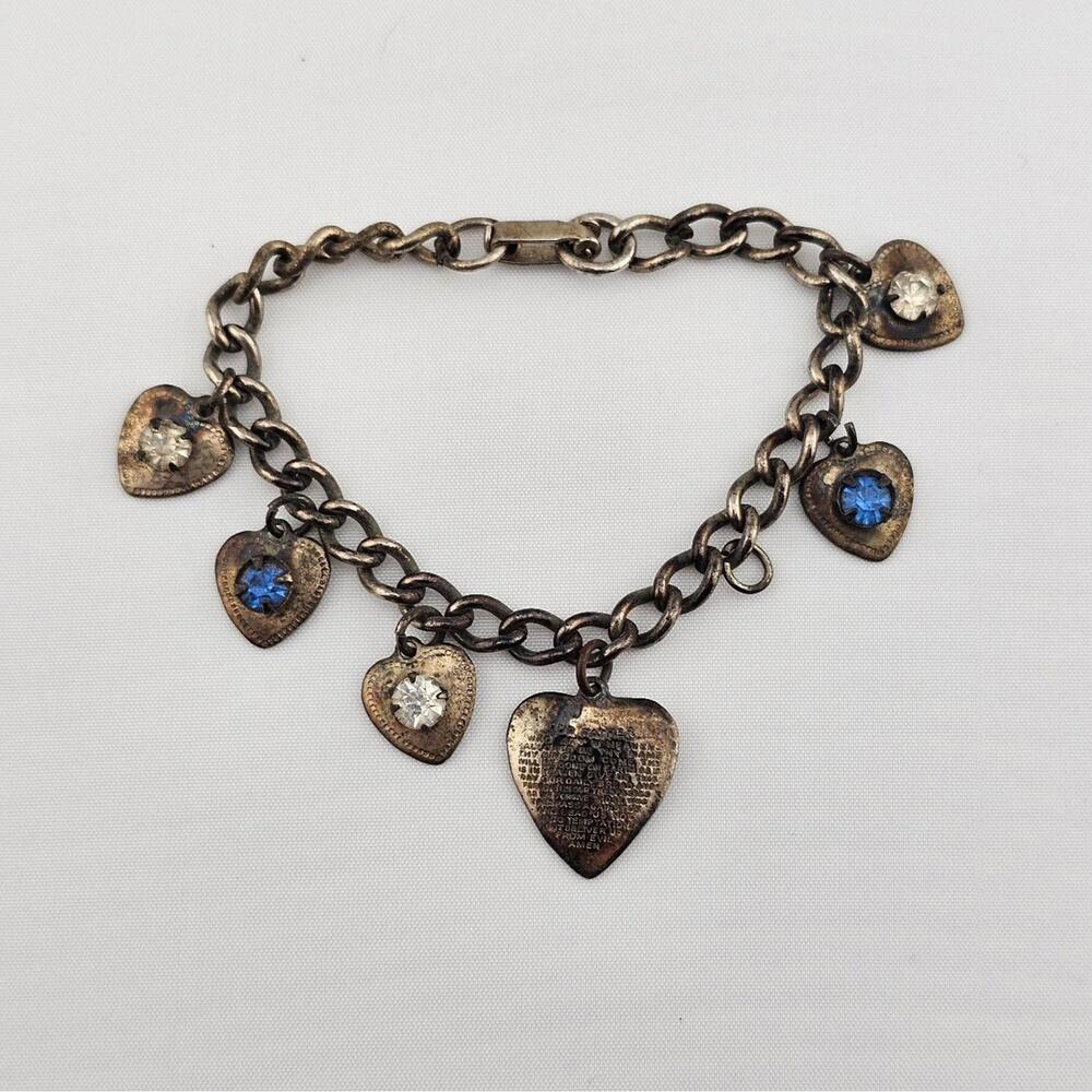 Vintage Lords Prayer Heart Charm Bracelet **See description**
